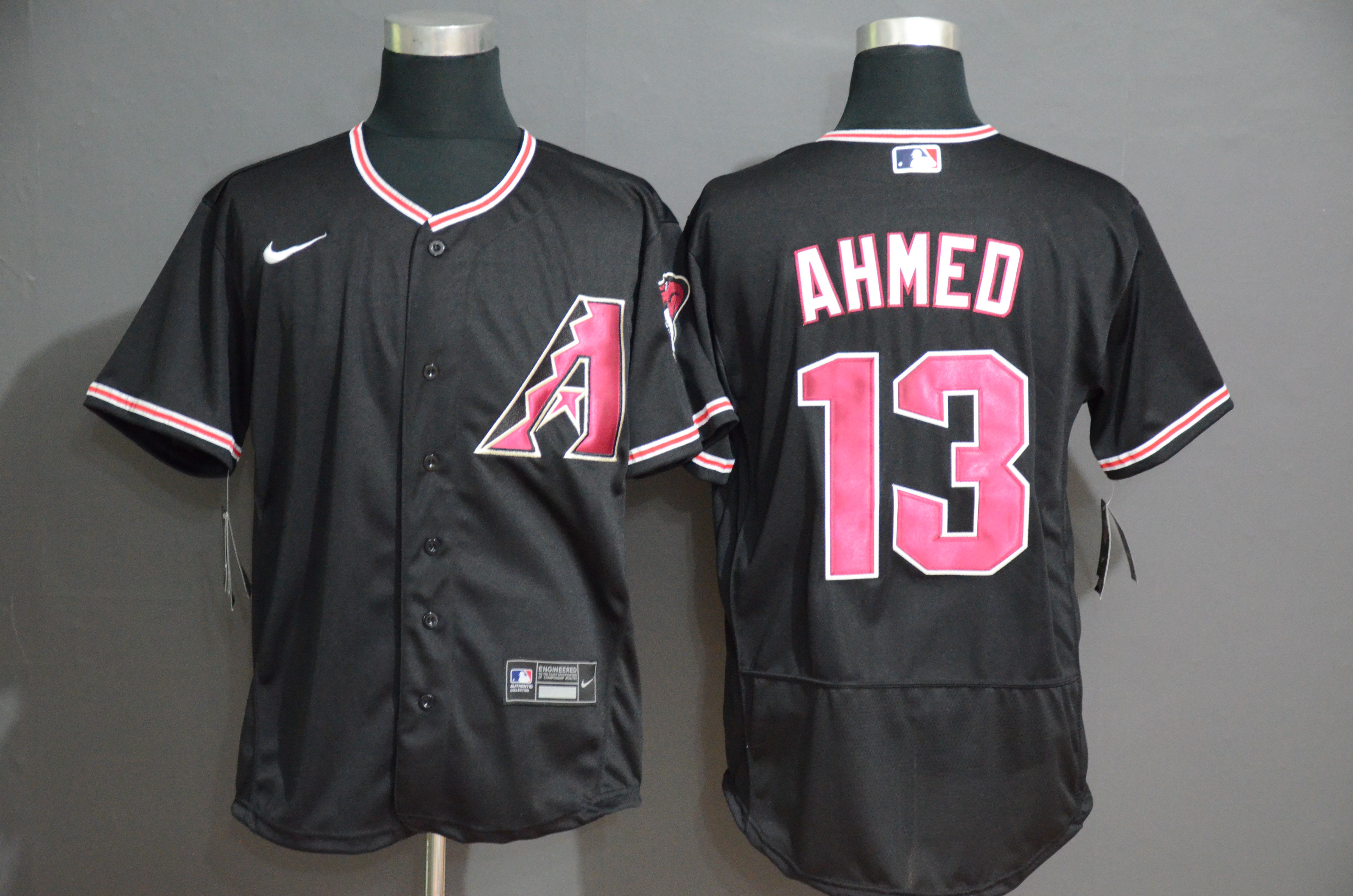 Men Arizona Diamondback #13 Ahmed Black Nike Elite MLB Jerseys->minnesota twins->MLB Jersey